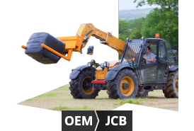 Tractor image indicating that genuine replacement parts are available for Ford/New Holland, John Deere and Case IH machinery