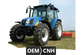 Tractor image indicating that genuine replacement parts are available for Ford/New Holland, John Deere and Case IH machinery